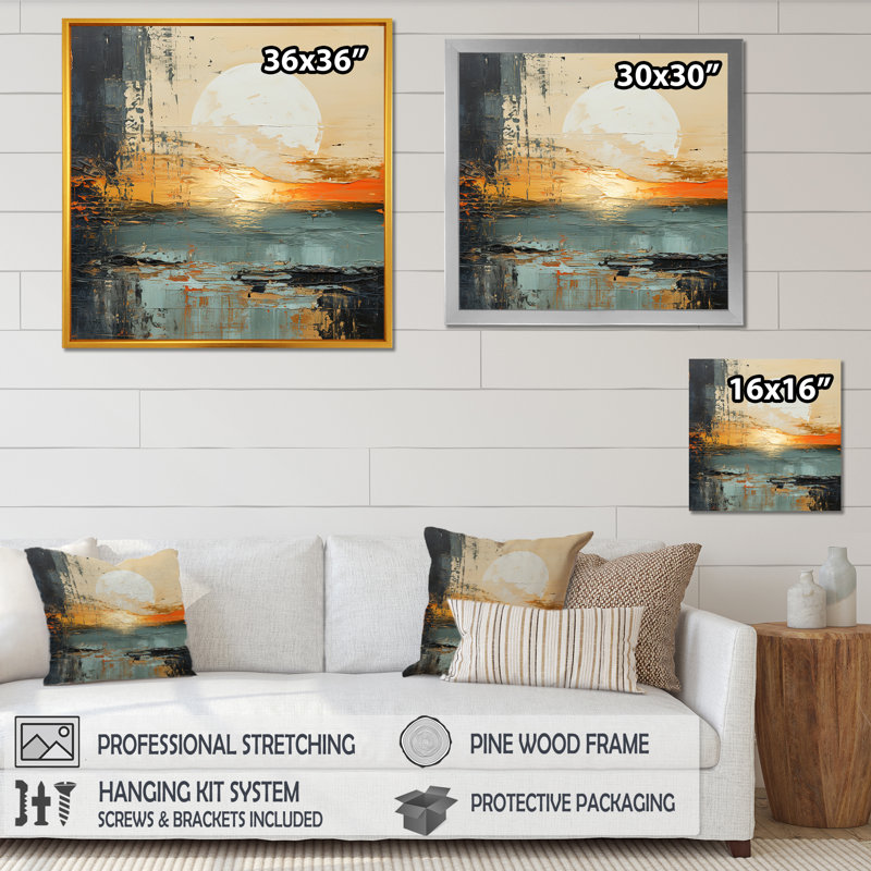 " Modern Coastal Mystic Sunrise I ", 36" H x 36" W, Wrapped Canvas