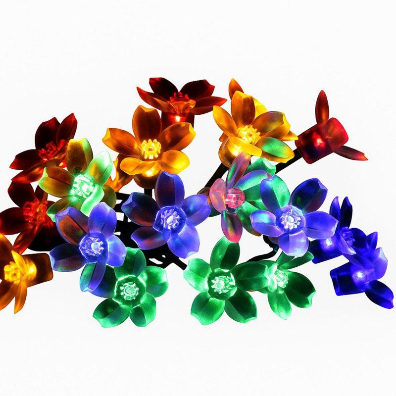  Super Pack-Flower LED String Lights – 20 Warm LEDs, 9.5ft Indoor Floral Decor, 12 Pack Display, Multicolor