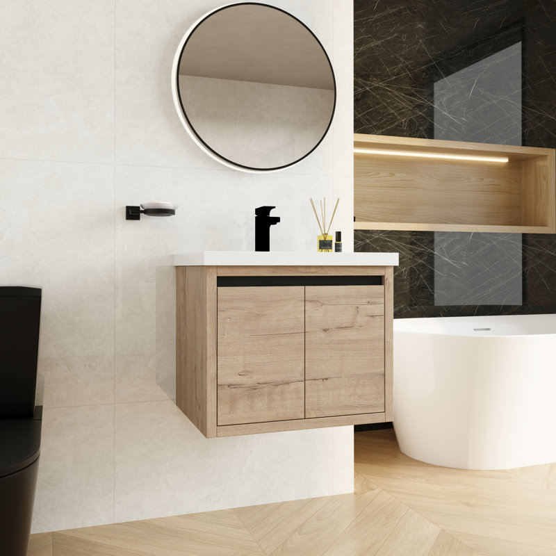Larah 23.61'' Single Bathroom Vanity with Resin Top, Oak