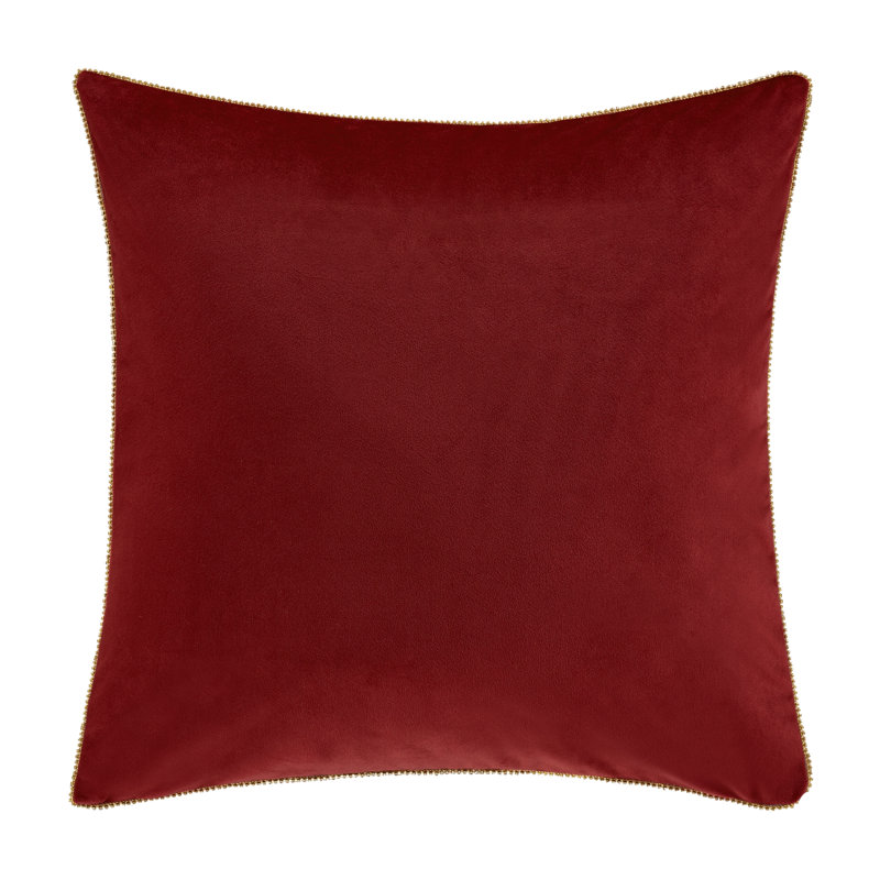 Nicholas Crimson Velvet Embellished Square Throw Pillow