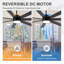 Grands ventilateurs de plafond de 62 pouces avec lumières et télécommande, moteur à courant continu silencieux, 3 ampoules à DEL, éclairage à DEL à intensité variable, ventilateur de plafond moderne pour le salon, le patio, intérieur / extérieur-673565822-673565820-711393788