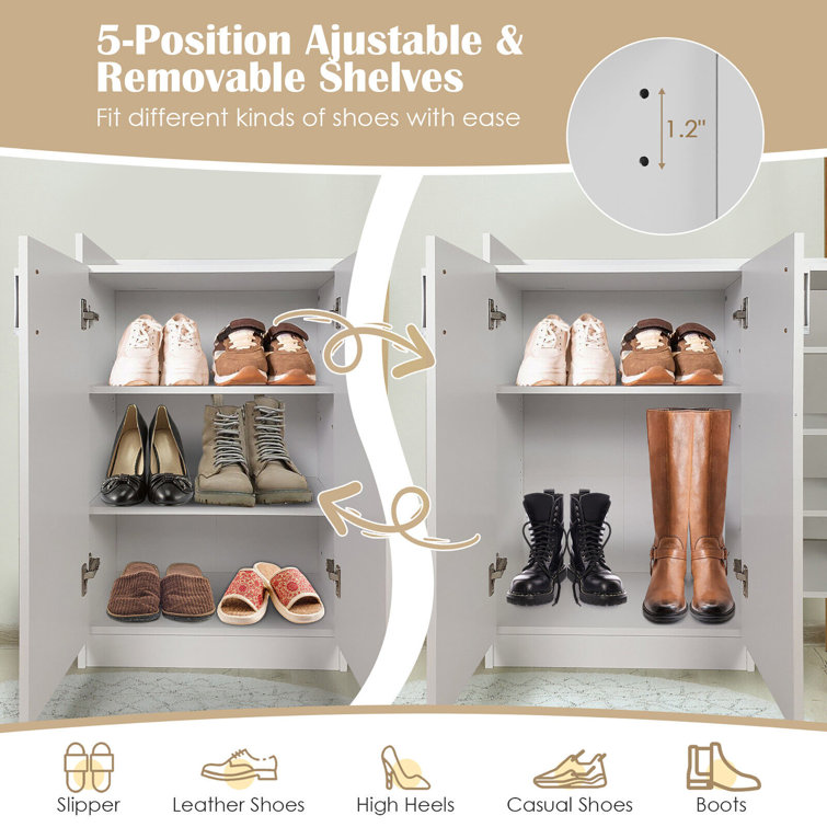 4 Door 47.2Shoe Storage Cabinet, Modern Shoe Cabinet, 3-Tier Free-Standing  Shoe Rack Organizer