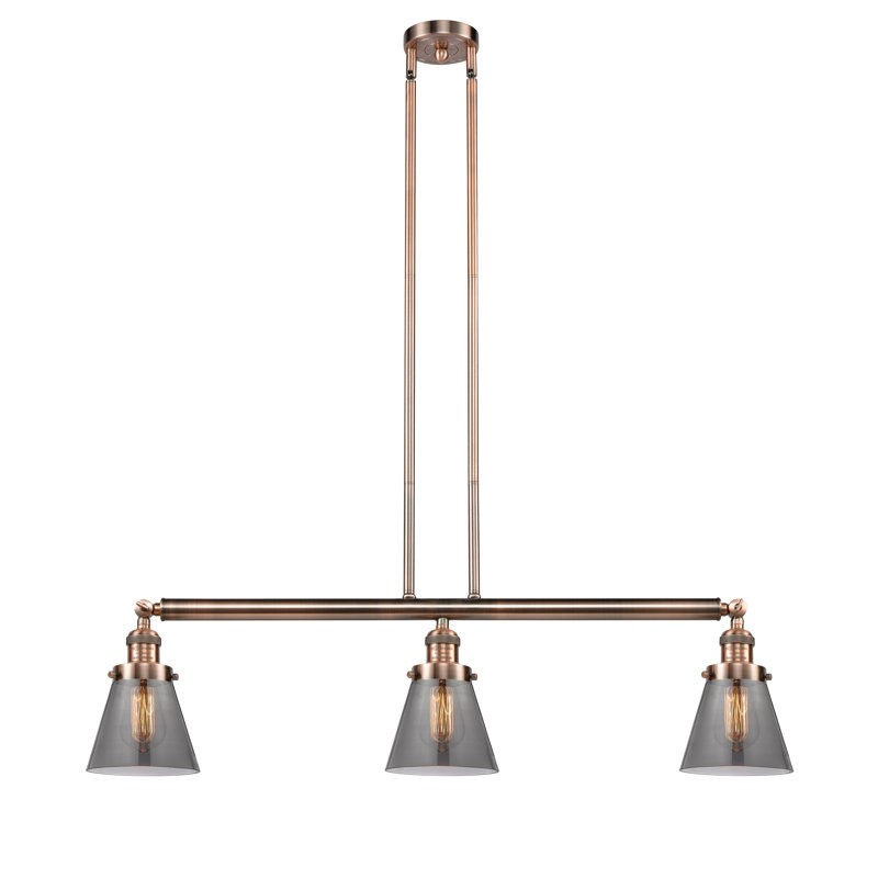 Montano 3 - Light Kitchen Island Pendant, No Bulb Included, Smoked, Antique Copper