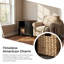 Table d'appoint avec rangement, comprenant une armoire à persiennes et deux paniers en osier tressé-327330465