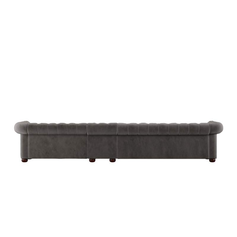 Huskins Velvet Sofa, 6, 29" H x 164.8" W x 37.8" D, Dark Gray