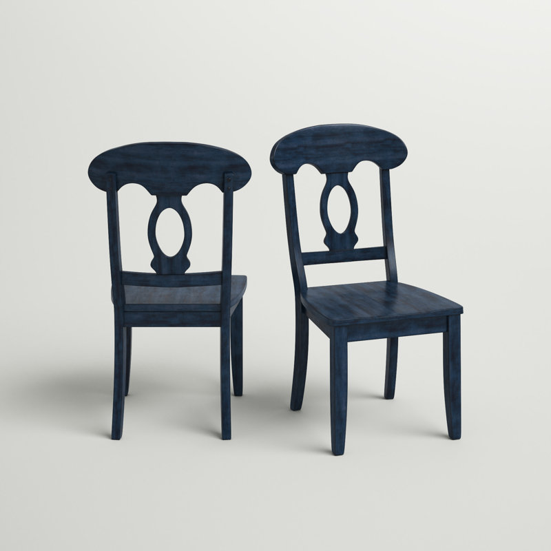 Stockton 17.13'' H Solid Wood Side Chair, Antique Denim