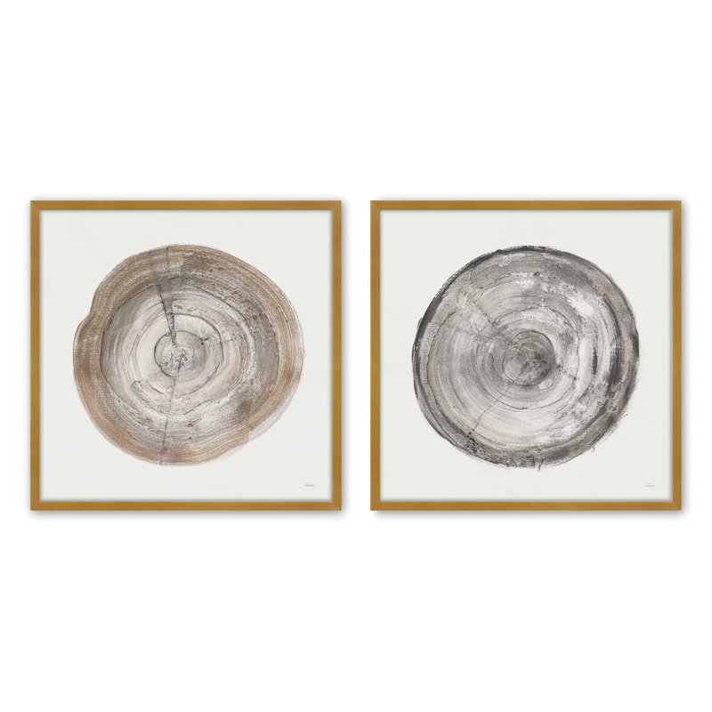 Rings of Time Duo II Set of 2 Canvas Prints in a Polished Gold Frame, 12" x 12", Polished Gold Framed, 13.5" H x 27" W