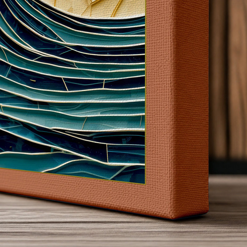 Crested Wave Coastal - Wrapped Canvas, 24x16 - 61.0 x 40.6 cm, Terracotta Border