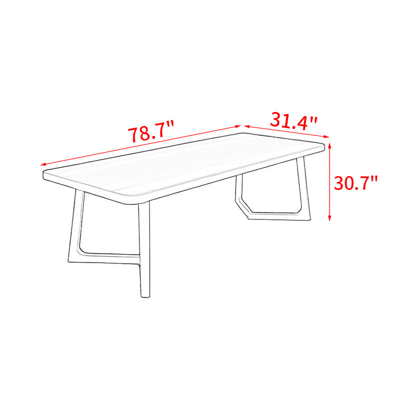 Table de salle à manger Rahaf, H 30,7 po x L 78,7 po x l 31,4 po