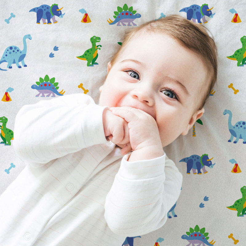 Drap pour lit de bébé en flanelle de coton 100% Wildkin - Drap-housse doux et respirant - Dinosaur Land