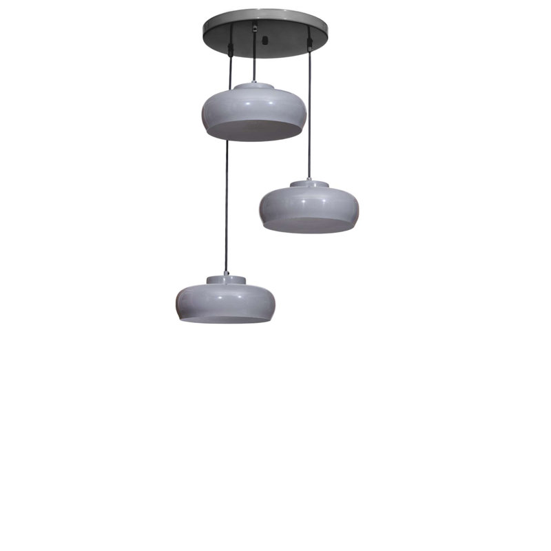 Lustre réglable en métal, gris et noir, de 9,8 po x 5,1 po | Hauteur: 8,3 à 27,6 pouces | 3 x douilles E27 (40 W maximum, ampoules non incluses) | Conception élégante et moderne, pour la salle à manger et les espaces de vie, classé IP20
