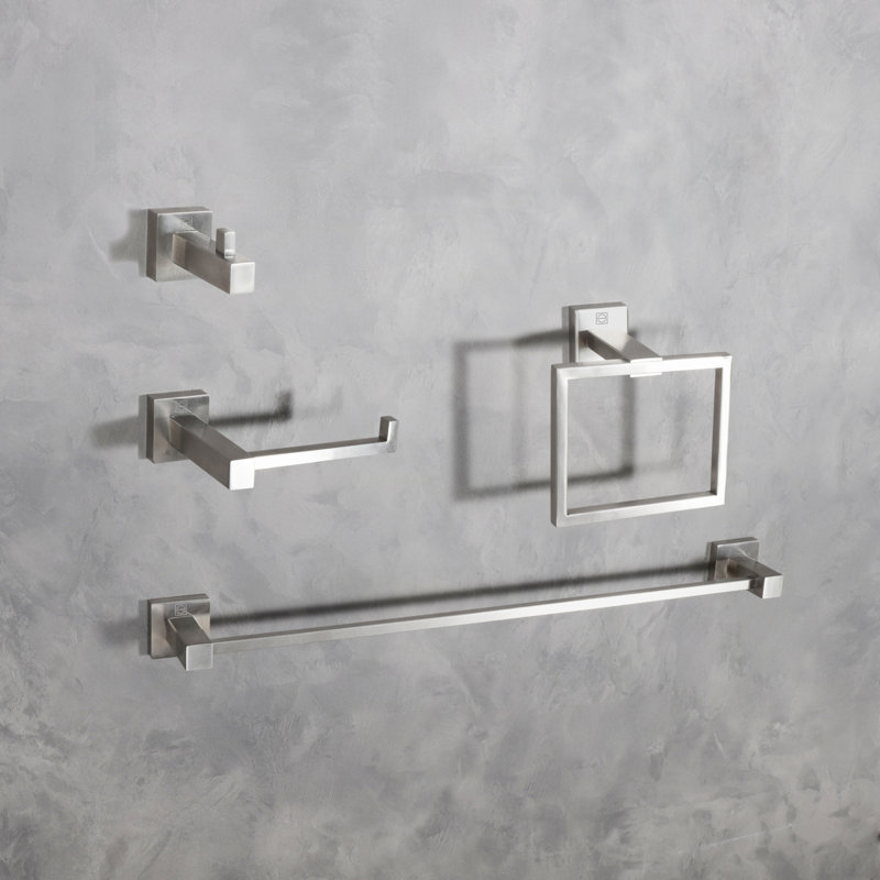 Ensemble de quincaillerie de salle de bain 4 pièces Isla, Nickel brossé