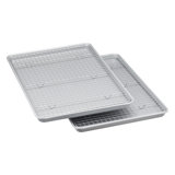 Nonstick Baking Sheets & Cooling Rack Set, Half Sheet Size, 2-Pack, Grey