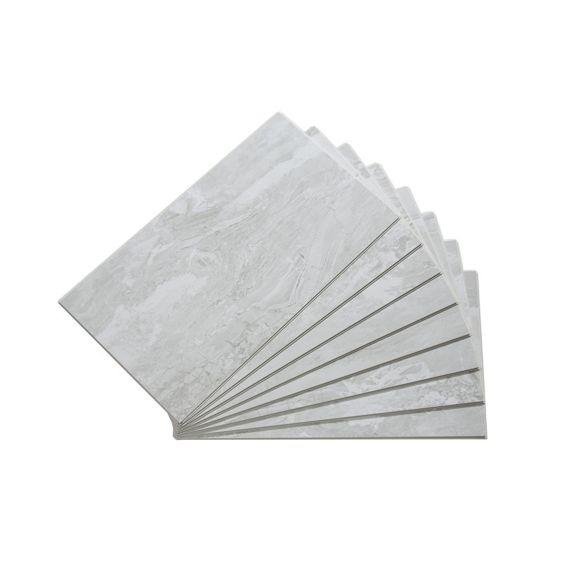 Palisade 25.6 in. x 14.8 in. Interlocking Vinyl Waterproof Wall Tiles, Iced Pewter