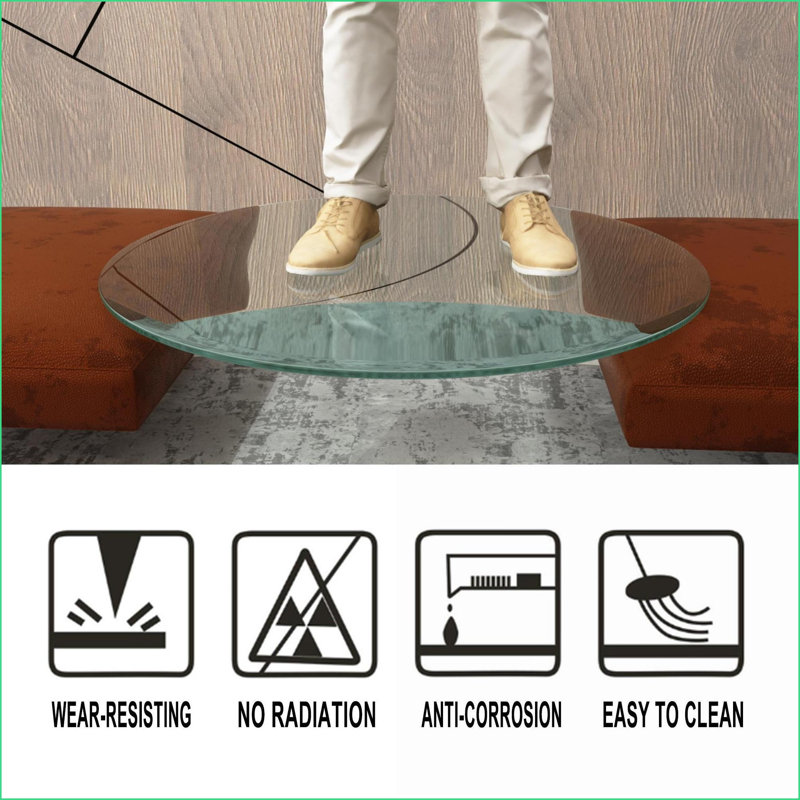 Plateau de table basse rond en verre trempé de 30 pouces - 1/4 po d'épaisseur, bord plat poli, surface facile à nettoyer