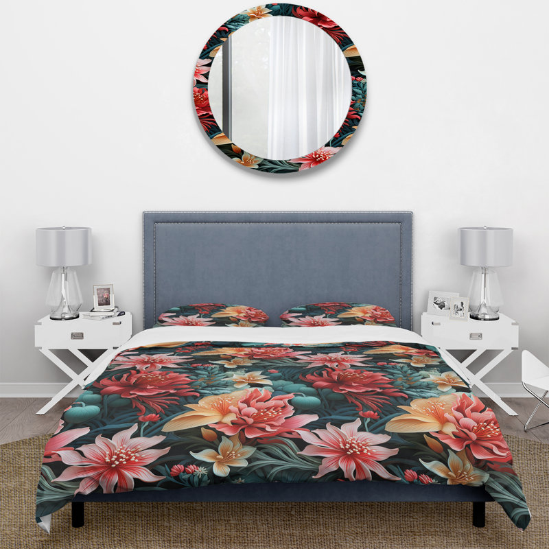 Literie à motif tropical Oceanic Gardens I, Housse de couette pour très grand lit et 2 très