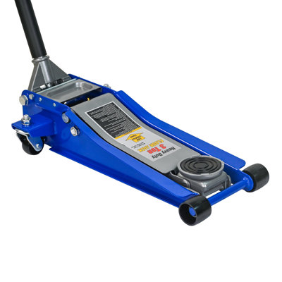 3T Heavy Duty Horizontal Double Pump Floor Jack (Without Foot Pedal),And Steel Racing Floor Jack With Dual Piston Quick Lift Pump,3 Tonne (6,600 Lb) Capacity,Blue&Silver