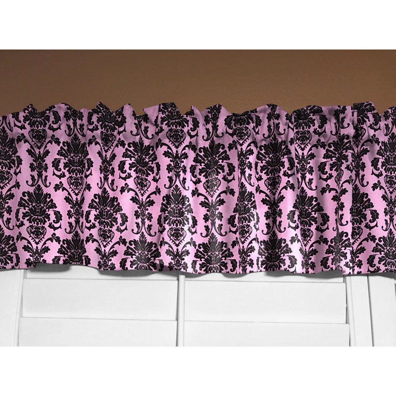 Cantonnière florale en damas 58 po, Rose, L 58 po x L 14 po