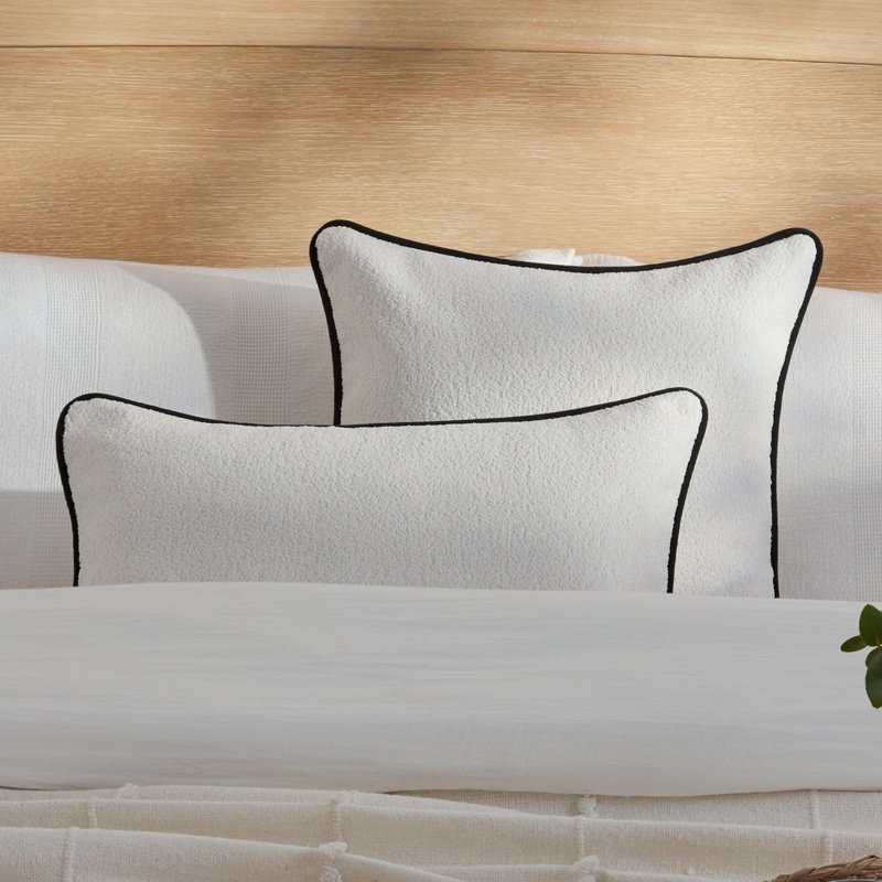 Square Cushion Cover, Ivory/Black