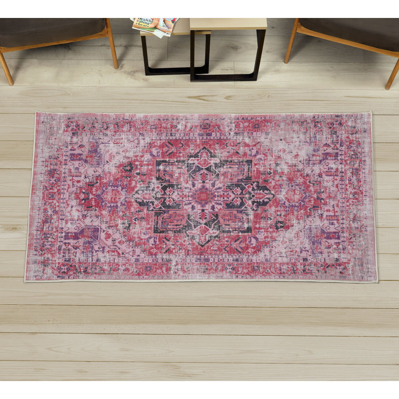 Tapis décoratif rétro en fibres à haute densité, Rectangle 2 pi 5 po x 5 pi