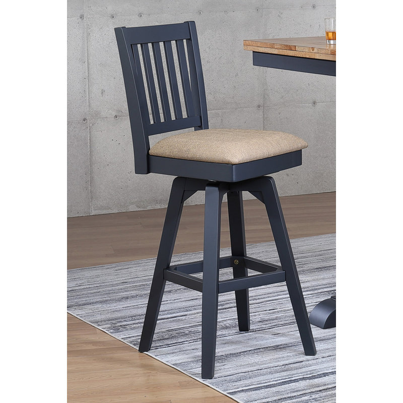 Tabouret de bar pivotant en bois massif Derbyshire, Tabouret de bar (siège d’une hauteur de 30 po)