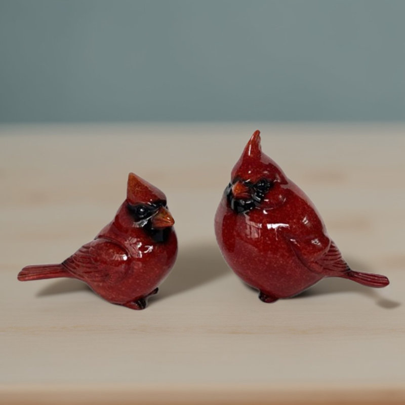2-PC Set 4"H Cardinal Couple Figurine