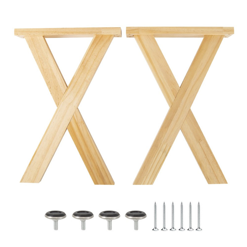 2Pcs Wooden Table Legs Desk Table Bench Furniture X-Shaped Frame Legs DIY