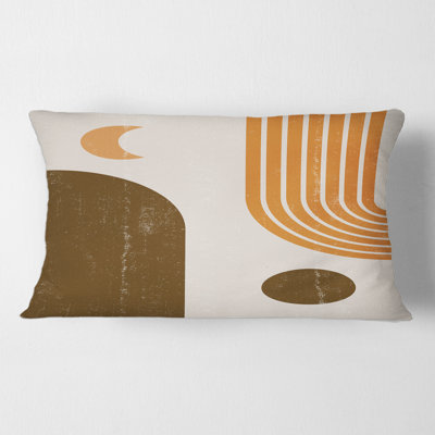 Abstrait géométrique arc-en-ciel dans des tons de terre - Coussin décoratif imprimé moderne