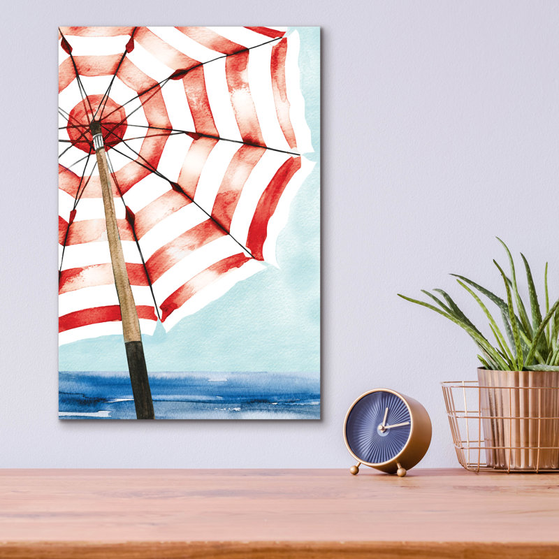 Art mural en verre Rosecliff Heights «Surf And Sun 1 Red» par Mercedes Lopez Charro, H 16 po x l 12 po x P 0,13 cm