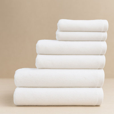 Ensemble de serviettes de bain 6 pièces 100% coton biologique - Certifié GOTS, 600 g / m², durable et ultra doux - Blanc