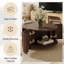 Table basse de 47 po en bois d'hévéa massif avec espace de rangement, conception cannelée-1622243384