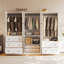Armoire moderne 20 po x l 63 po x H 71 po avec portes à fermeture douce - garde-robe en verre cannelé avec tablettes et tiroirs-1669011354