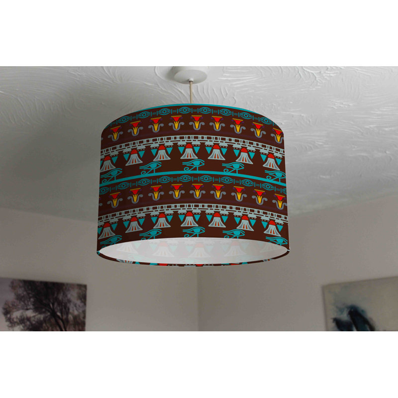 Ethnic Silhouettes 25cm H Cotton Drum Pendant Shade ( Uno )
