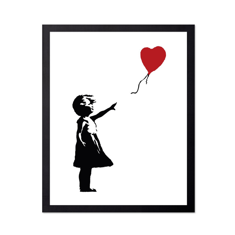 Fille ballon, Cadre noir, Affiche, H 12 po x l 16 po