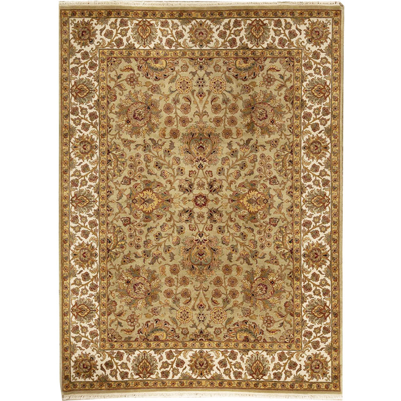 Tapis ivoire et brun noué à la main de haute qualité