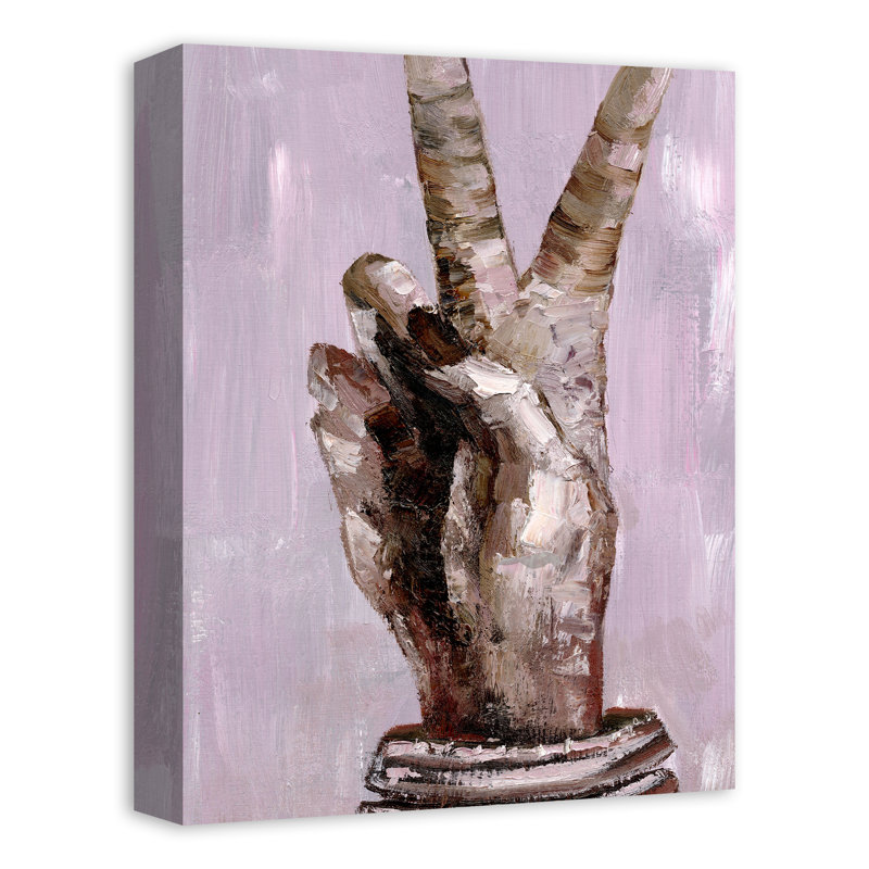 Signe de paix sur toile, H 16 po x l 12 po x P 1,25 po