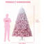 Arbre de Noël rose pré-éclairé, arbre artificiel floqué ombré avec 100 lumières à DEL blanc chaud, support en métal pliable, assemblage facile, pour les fêtes-277703260