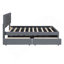 Lit plateforme double tapissier pleine grandeur avec tête de lit à motif brique, avec lit gigogne simple et 2 tiroirs, tissu en lin, gris-614225595
