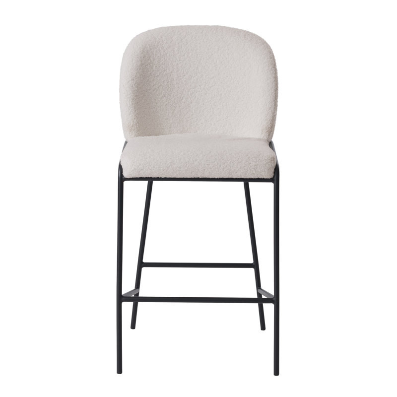 Deciderio Countertop Stool of 26.25" with metal feet, Boucle - blanc
