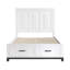 Grand lit plateforme avec rangement, lit en bois à finition blanche, rangement pour l'espace