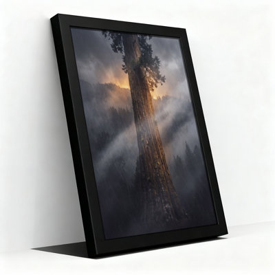 Giant Sequoia Tree in Rainy Forest Fire Canvas Wall Art