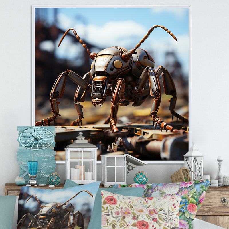 Impression sur toile Industrial Ant, Cadre flottant blanc, H 30 po x l 30 po x P 1 po
