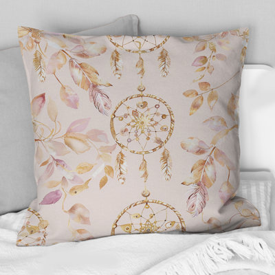 Coussin bohème doré - rose