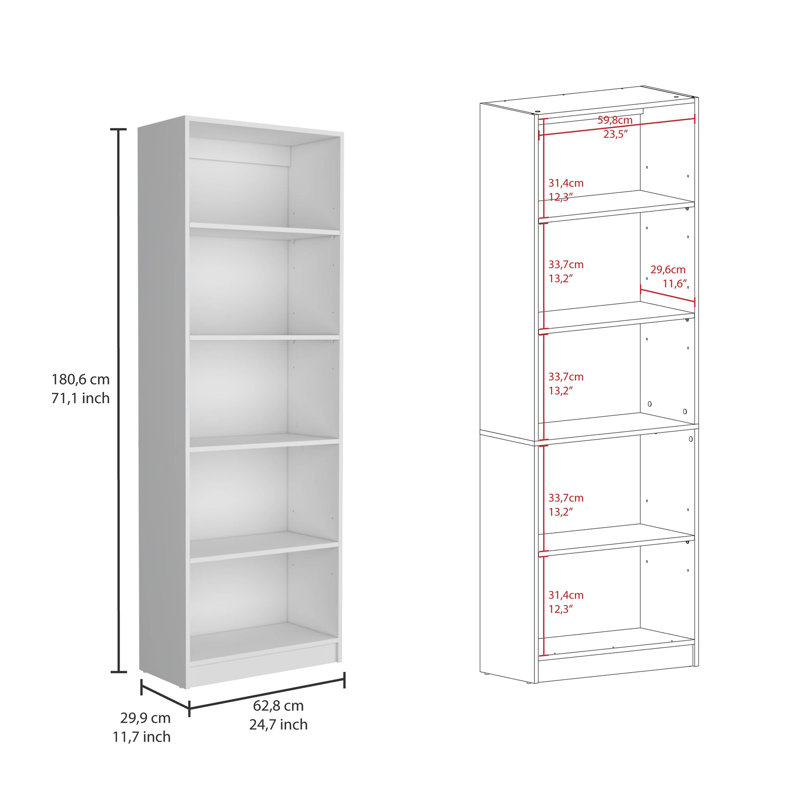 Ensemble de bibliothèque 3 pièces, 74 po de large avec 14 tablettes, ensemble de salon, Blanc, 3
