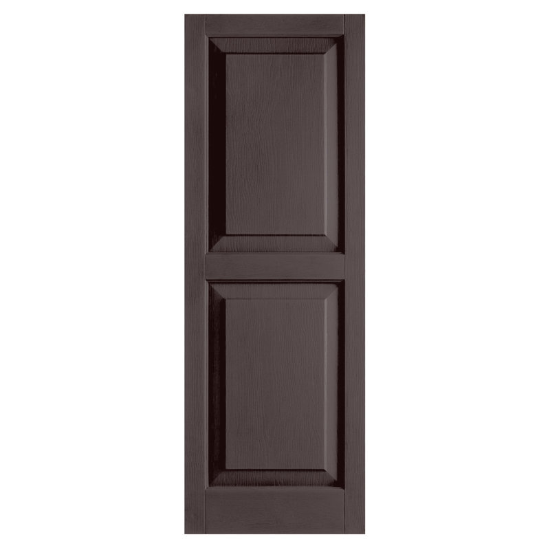 Paire de volets avec panneaux en vinyle surélevés standard, Chocolat, 67 po x l 15 po x P 1 po