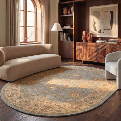 Tapis bleu / beige en laine touffeté à la main Cranmore