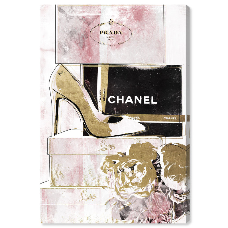 Luxury Stacked Shoes Rose - impression sur toile, Toile tendue, H 54 po x l 36 po