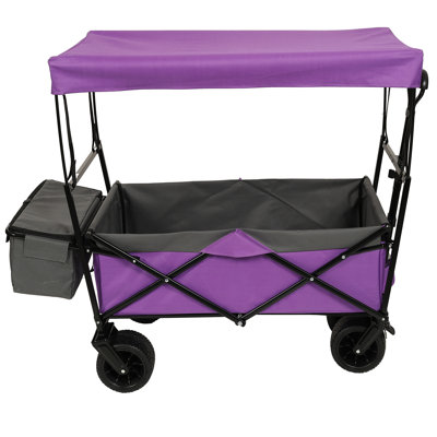 480Lbs Collapsible Wagon With Canopy,Wagon Stroller With 7" All-Terrain Wheels, Lightweight Foldable Wagon, Large Capacity For Camping, Shopping, Sports, And Garden Use, Mosquito Net