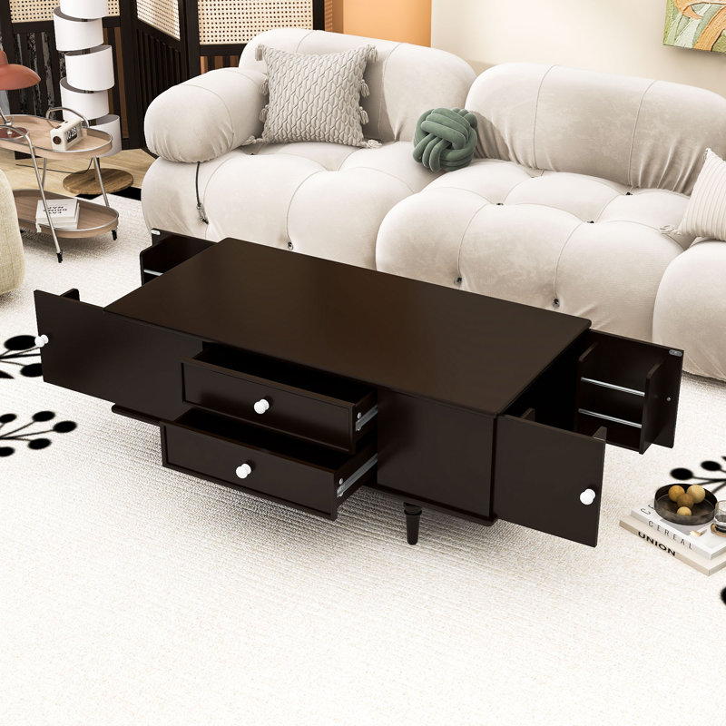 Table basse multifonctionnelle avec grand rangement, compartiments cachés, Brun