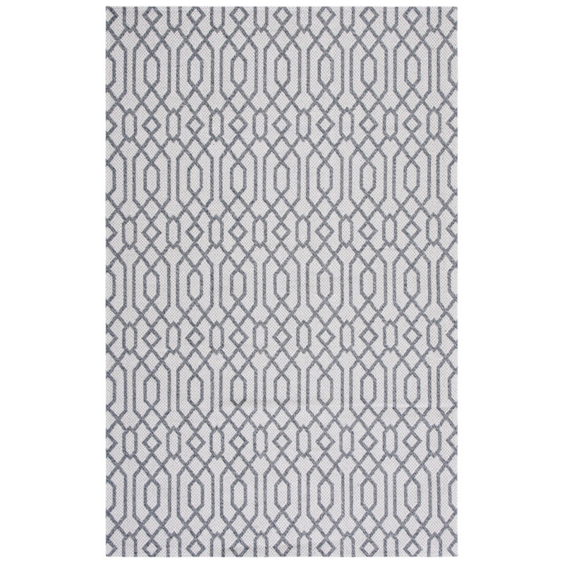 Martha Stewart Cotton Geometric Rug in Silver/Gray, Rectangle 5' x 7'